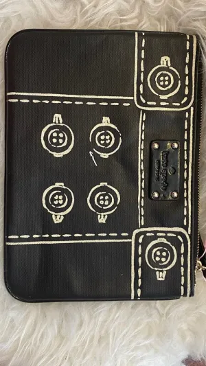 Button Print Zipper Clutch Pouch