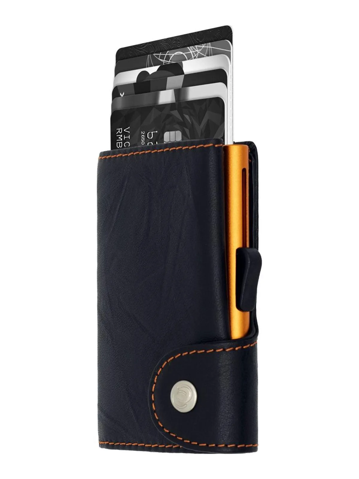 C-Secure Italian Leather Single Wallet Special Edition RFID Black Orange