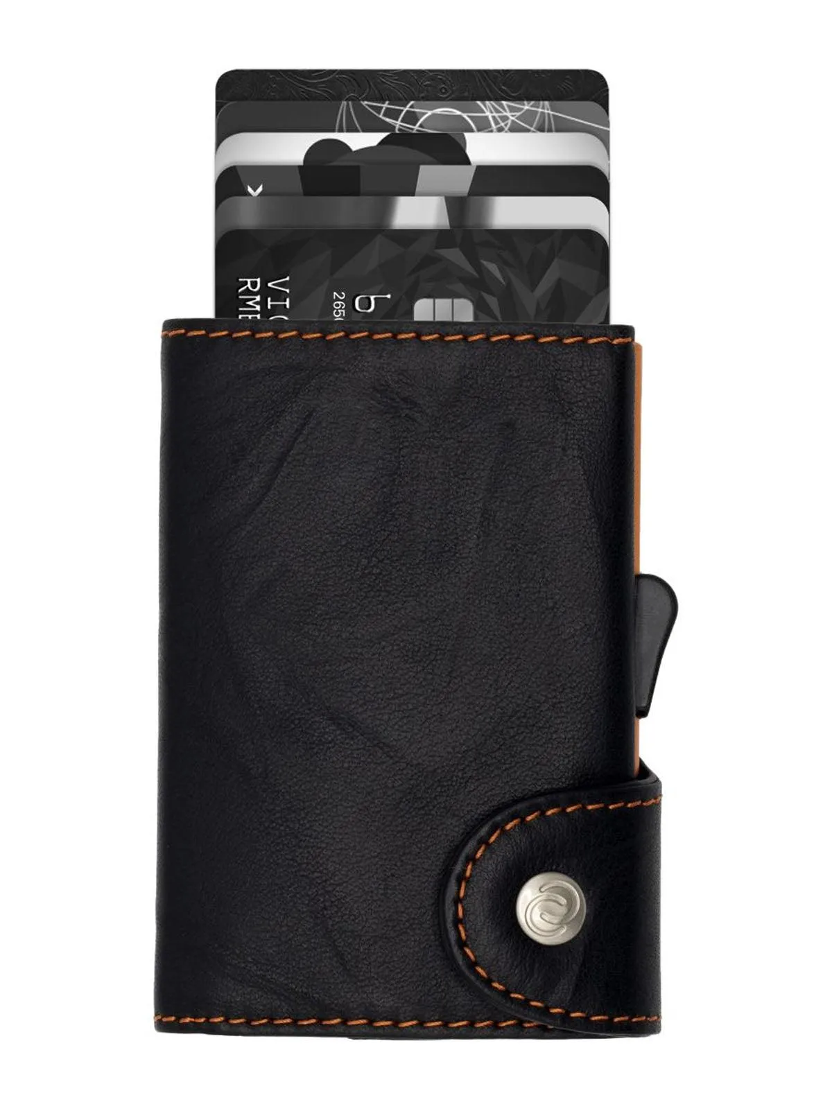 C-Secure Italian Leather Single Wallet Special Edition RFID Black Orange