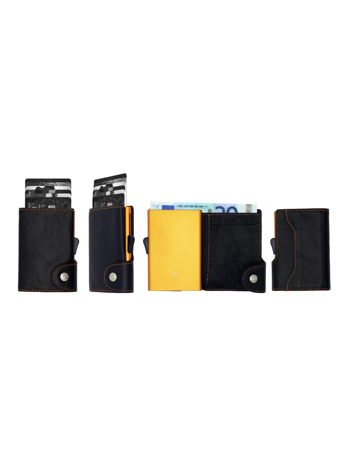 C-Secure Italian Leather Single Wallet Special Edition RFID Black Orange