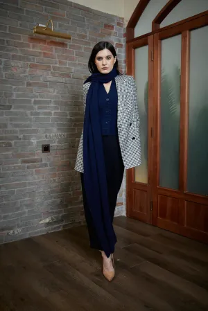 Caimbra Knit Scarf - Twill knit shawl in blue