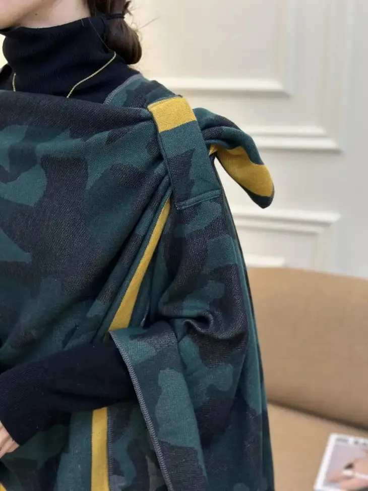 Camo Reversible Wrap Long with Loop – Blue and Green