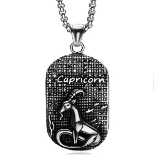 Capricorn 3D dog tag necklaces