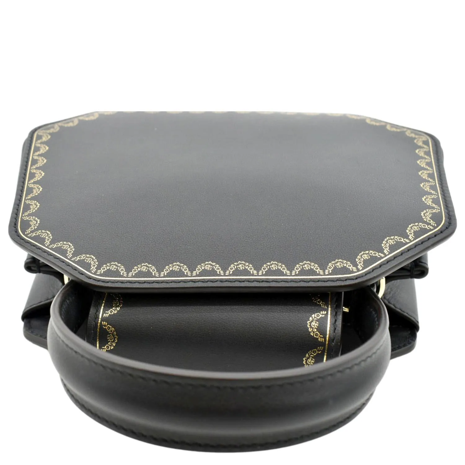 CARTIER Guirlande Mini Calfskin Leather Top Handle Satchel Bag Black