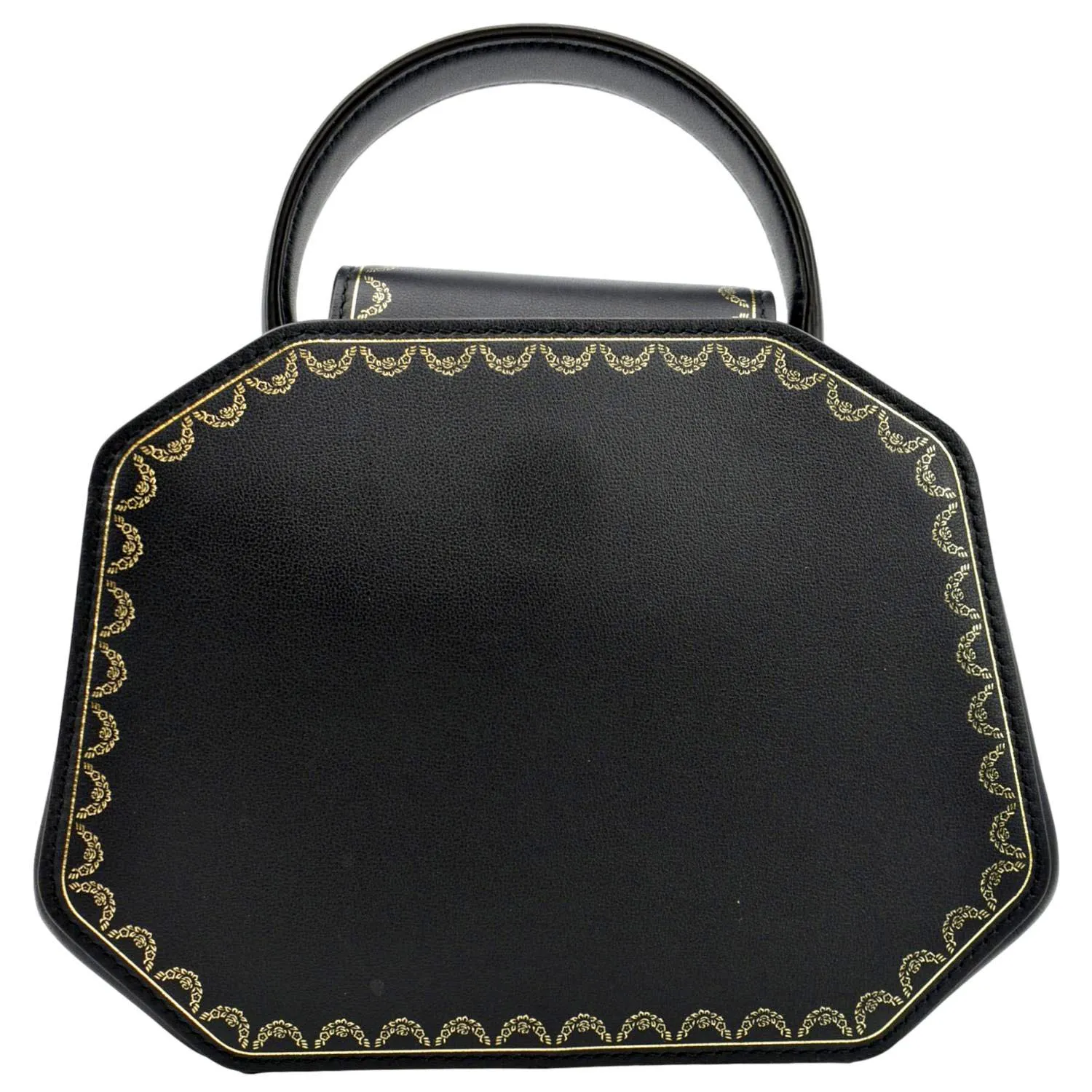 CARTIER Guirlande Mini Calfskin Leather Top Handle Satchel Bag Black