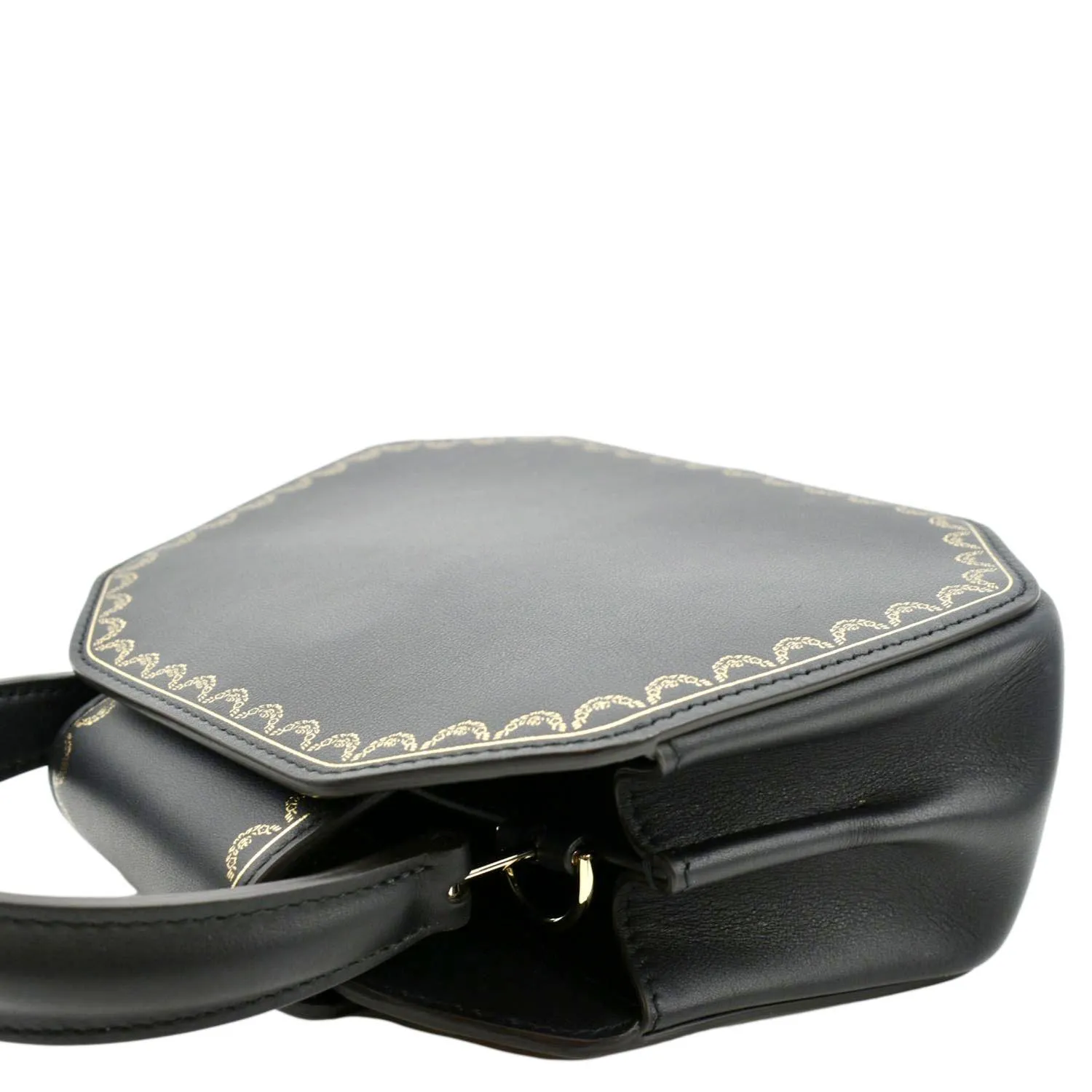 CARTIER Guirlande Mini Calfskin Leather Top Handle Satchel Bag Black