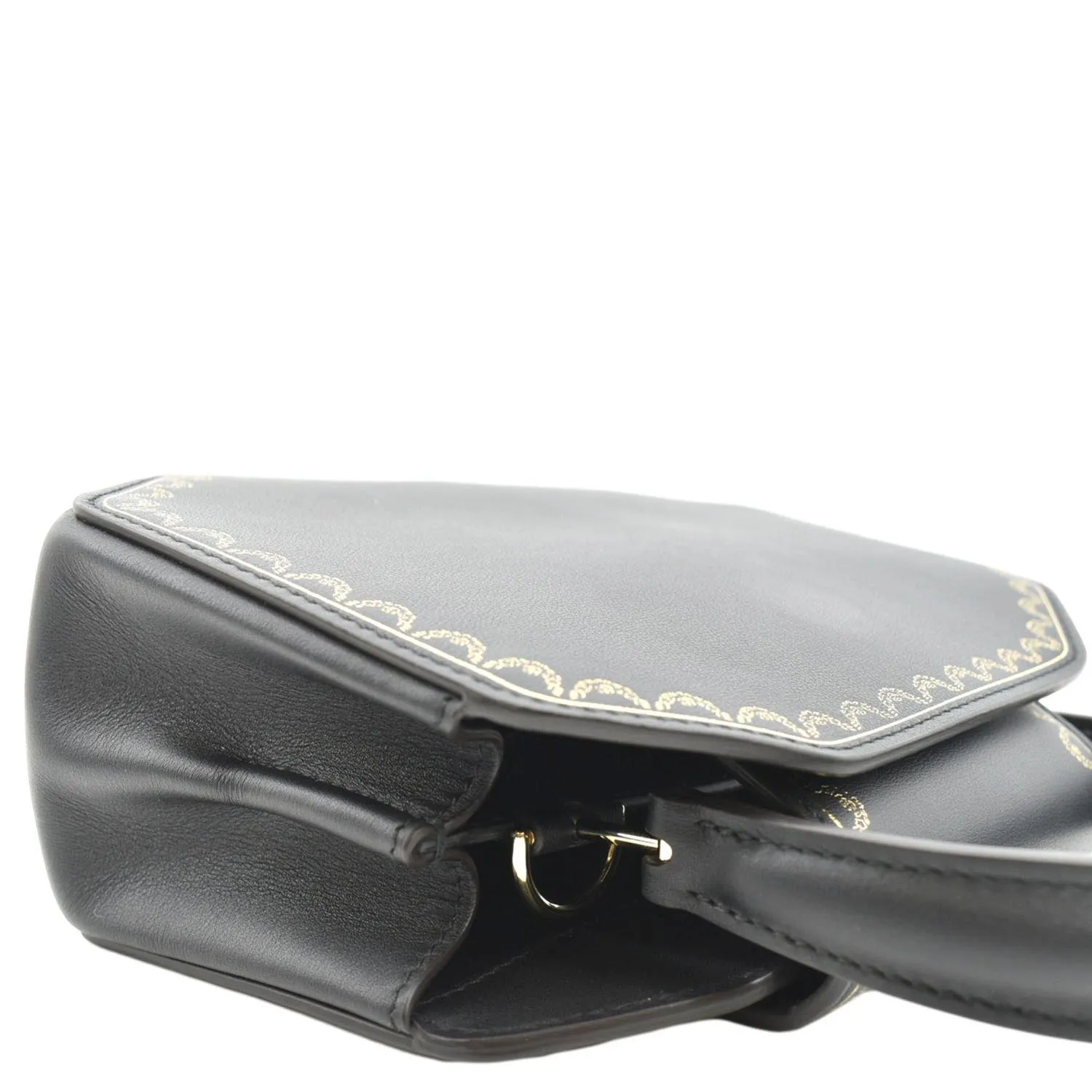 CARTIER Guirlande Mini Calfskin Leather Top Handle Satchel Bag Black