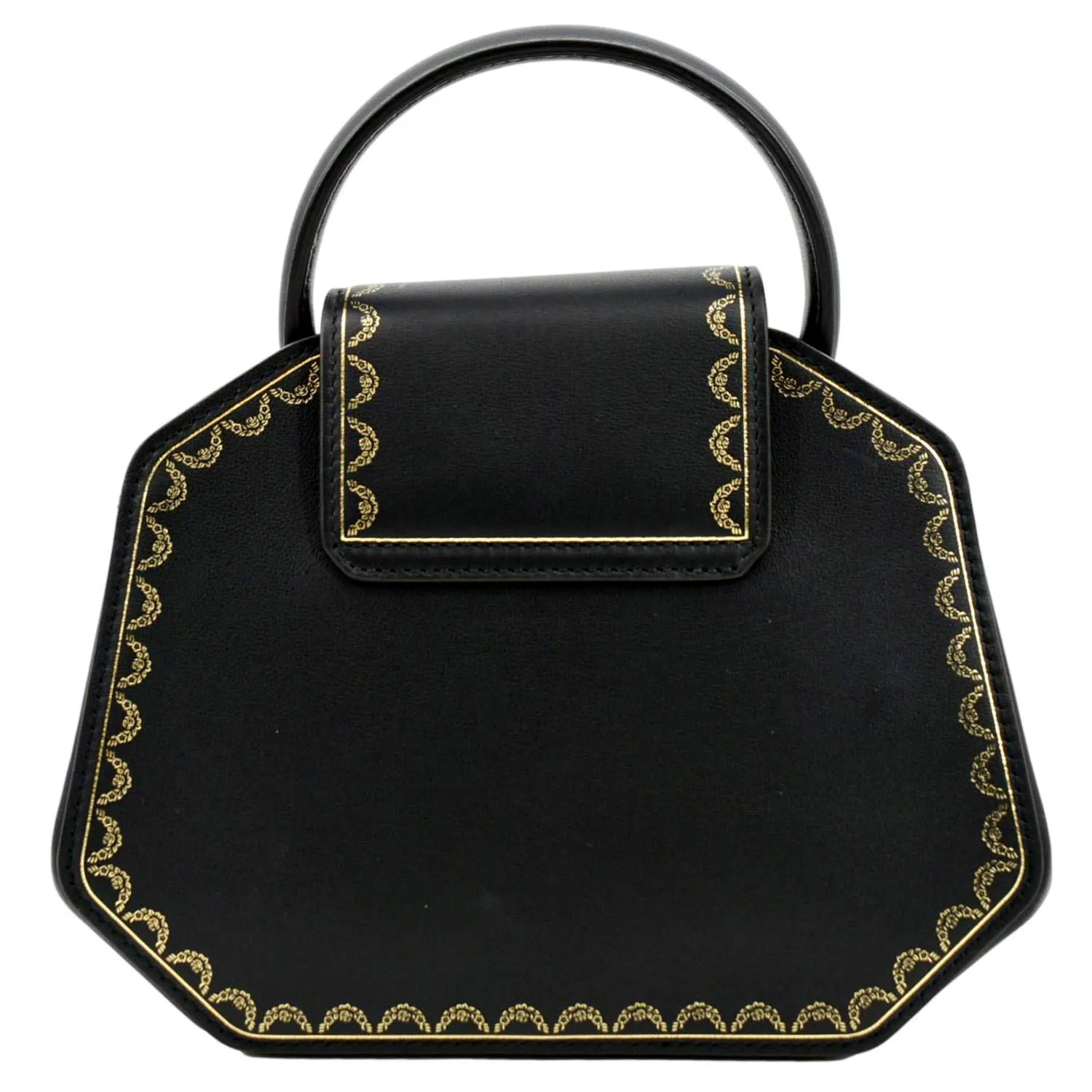 CARTIER Guirlande Mini Calfskin Leather Top Handle Satchel Bag Black