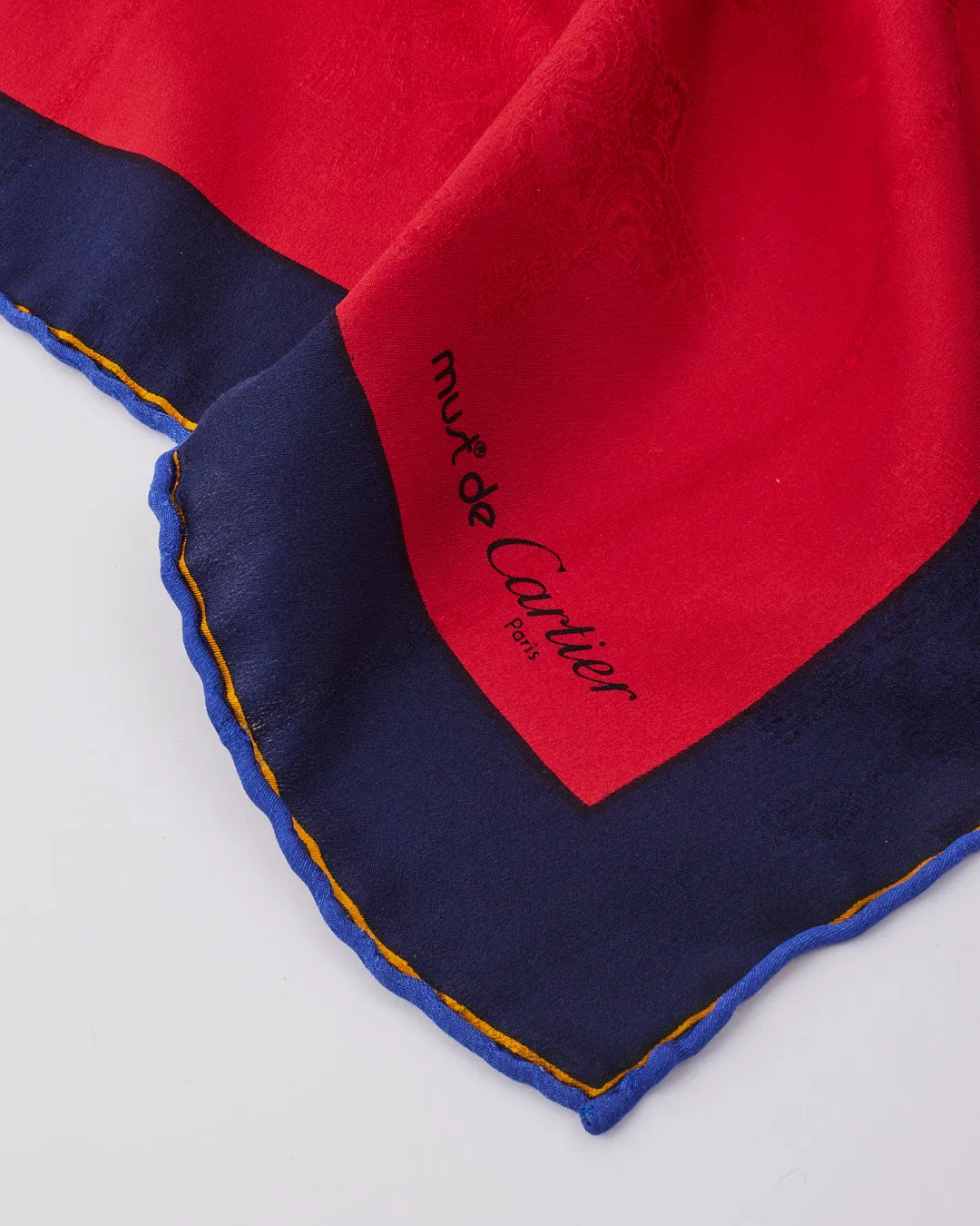 Cartier Vintage Multi "Muste de Cartier" Red Silk Scarf
