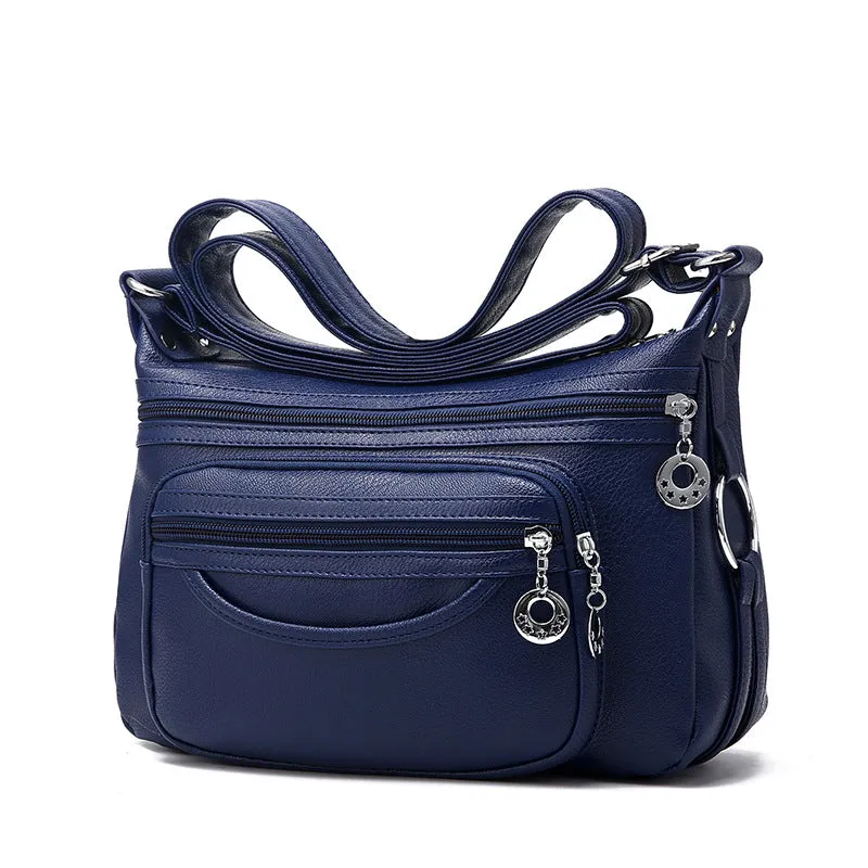 Casual Plain Handle Bag  Roomy Multiple Pockets Bag Ladies Crossbody Purse
