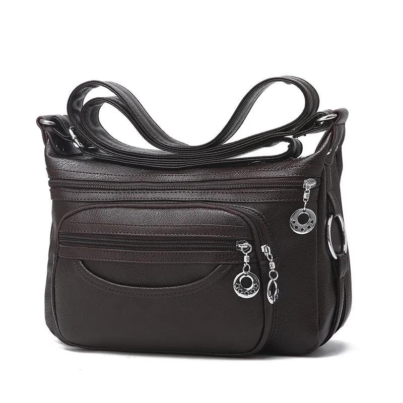 Casual Plain Handle Bag  Roomy Multiple Pockets Bag Ladies Crossbody Purse