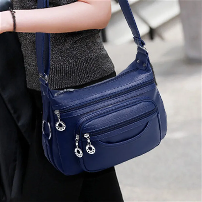 Casual Plain Handle Bag  Roomy Multiple Pockets Bag Ladies Crossbody Purse
