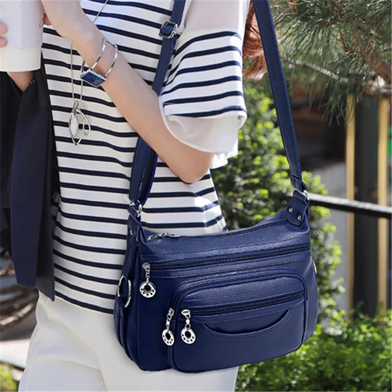 Casual Plain Handle Bag  Roomy Multiple Pockets Bag Ladies Crossbody Purse