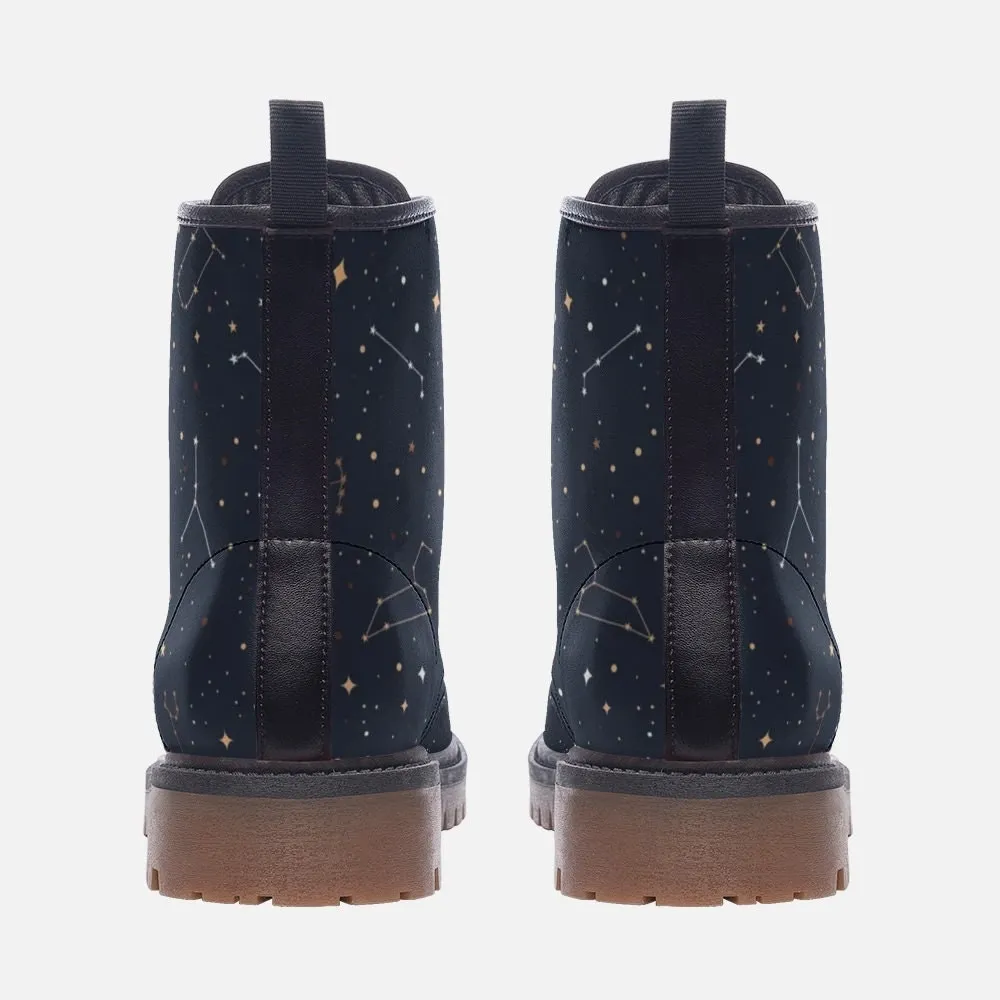 Celestial Starry Moon Vegan Leather Unisex Boots