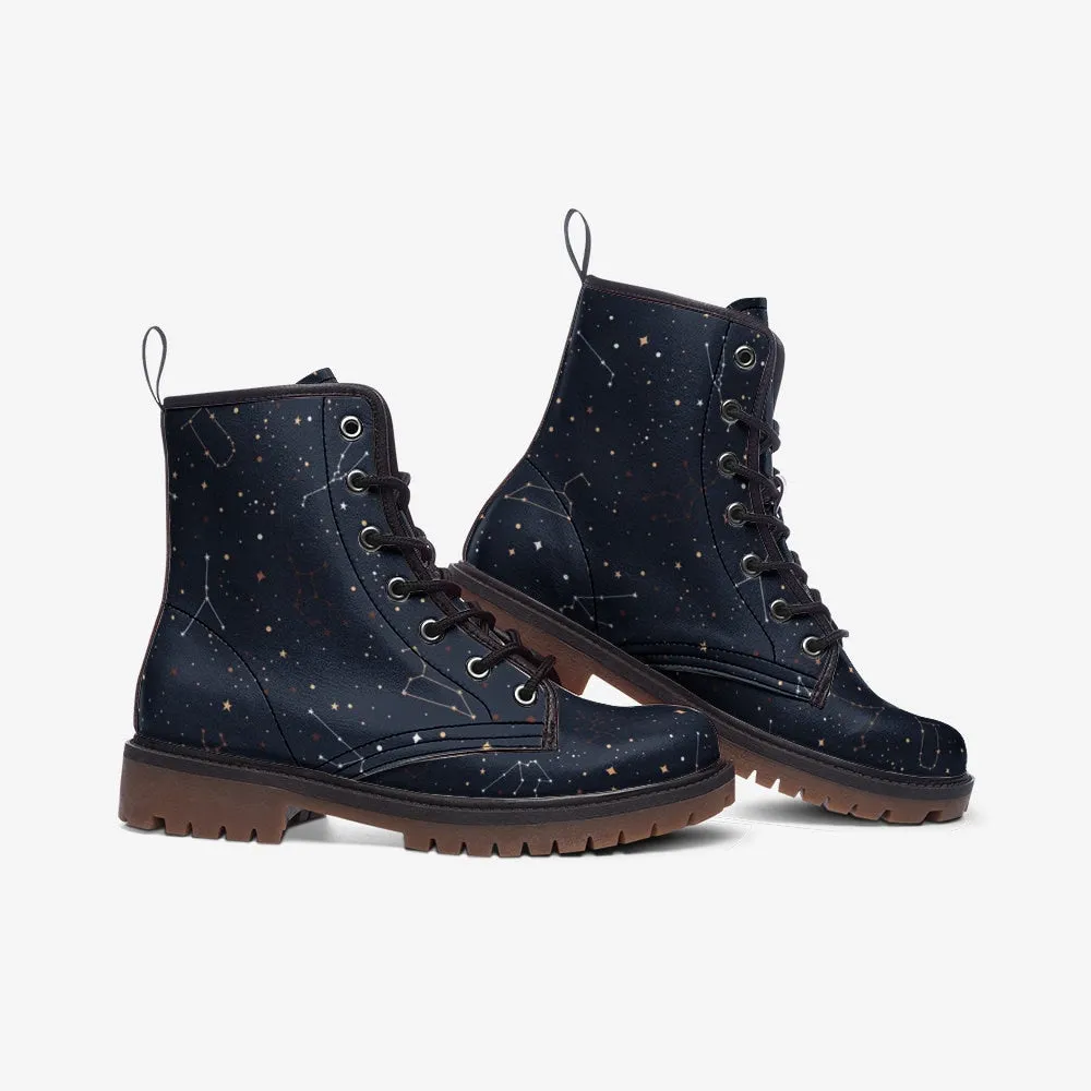 Celestial Starry Moon Vegan Leather Unisex Boots