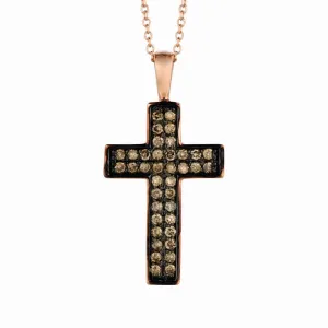 CHAMPAGNE DIAMOND CROSS NECKLACE 14K GOLD (0.34 CTW)