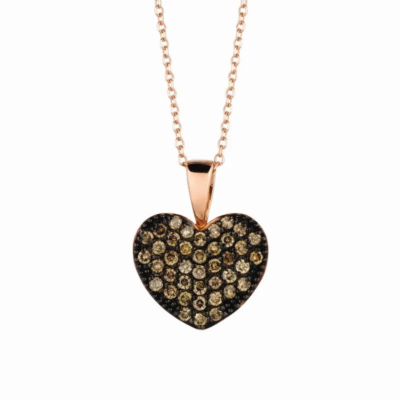 CHAMPAGNE DIAMOND HEART NECKLACE 14K GOLD (0.4 CTW)