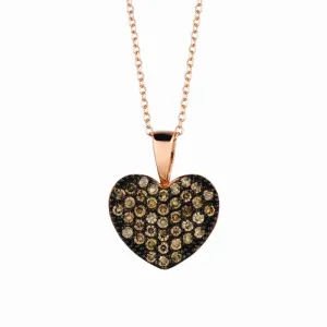 CHAMPAGNE DIAMOND HEART NECKLACE 14K GOLD (0.4 CTW)