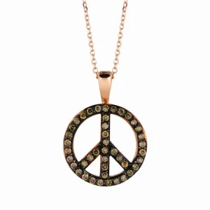 CHAMPAGNE DIAMOND PEACE SIGN NECKLACE 14K GOLD (0.34 CTW)
