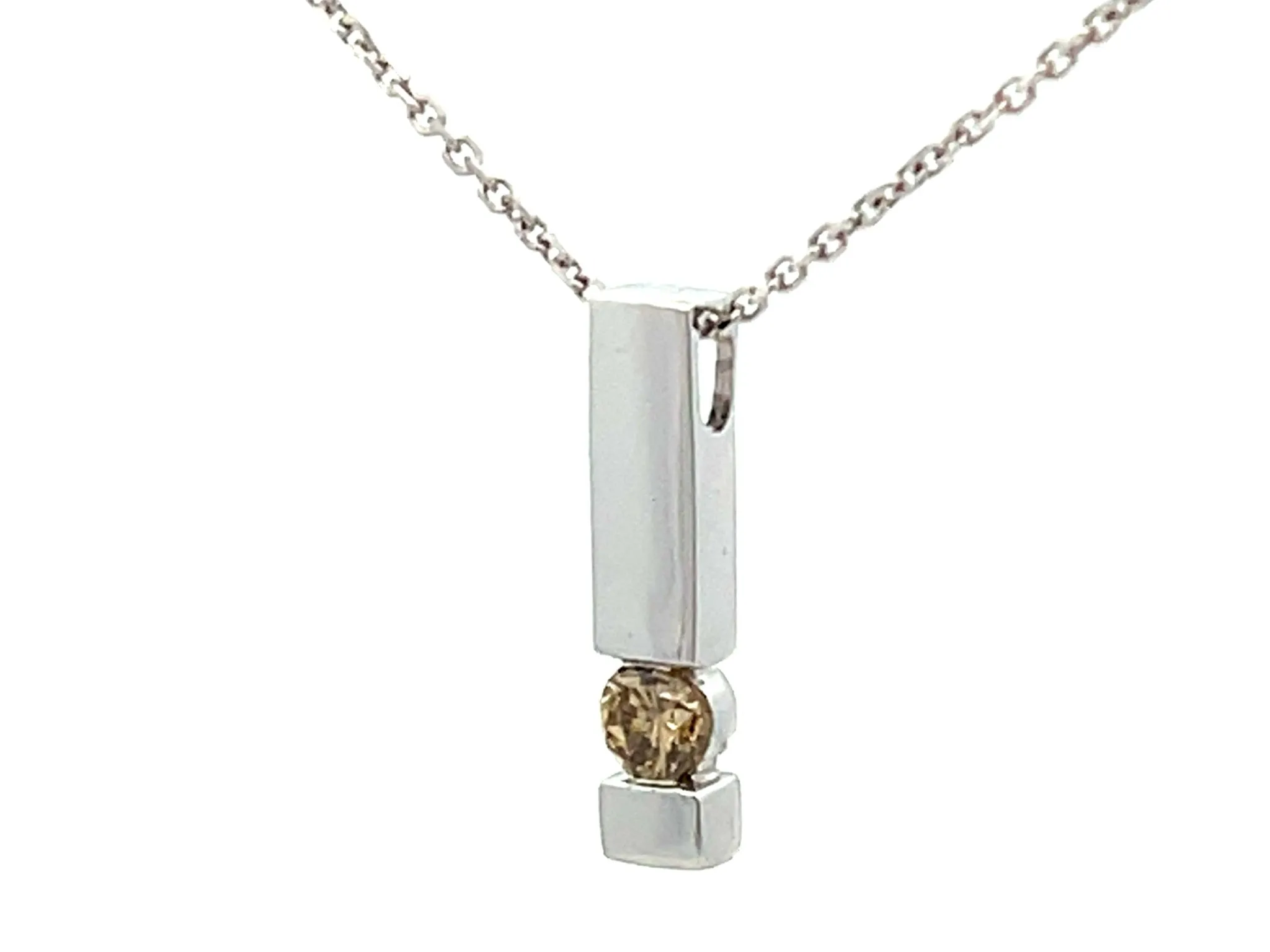 Champagne Diamond Rectangle Necklace 18k White Gold