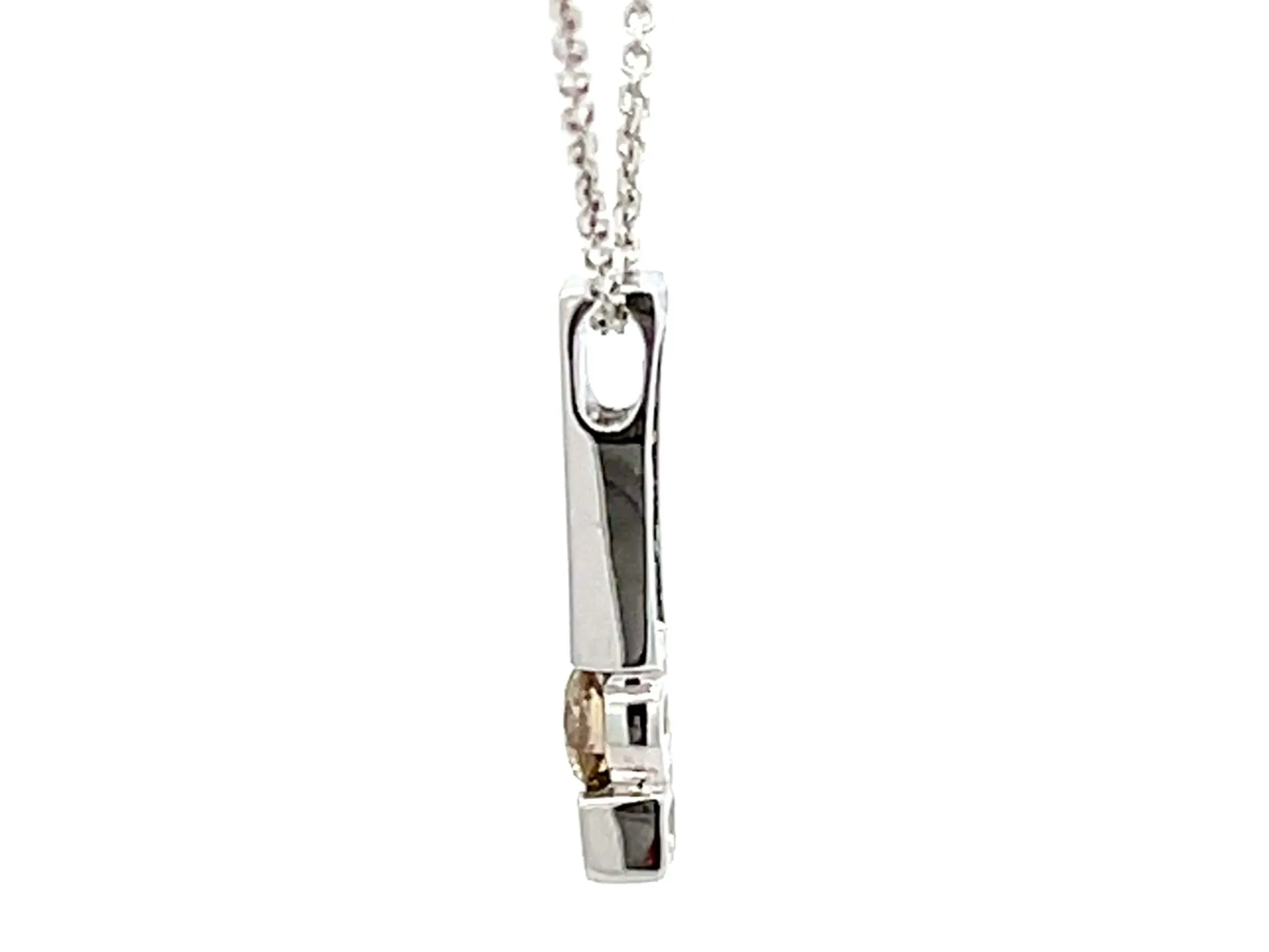 Champagne Diamond Rectangle Necklace 18k White Gold