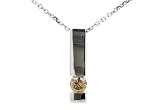 Champagne Diamond Rectangle Necklace 18k White Gold