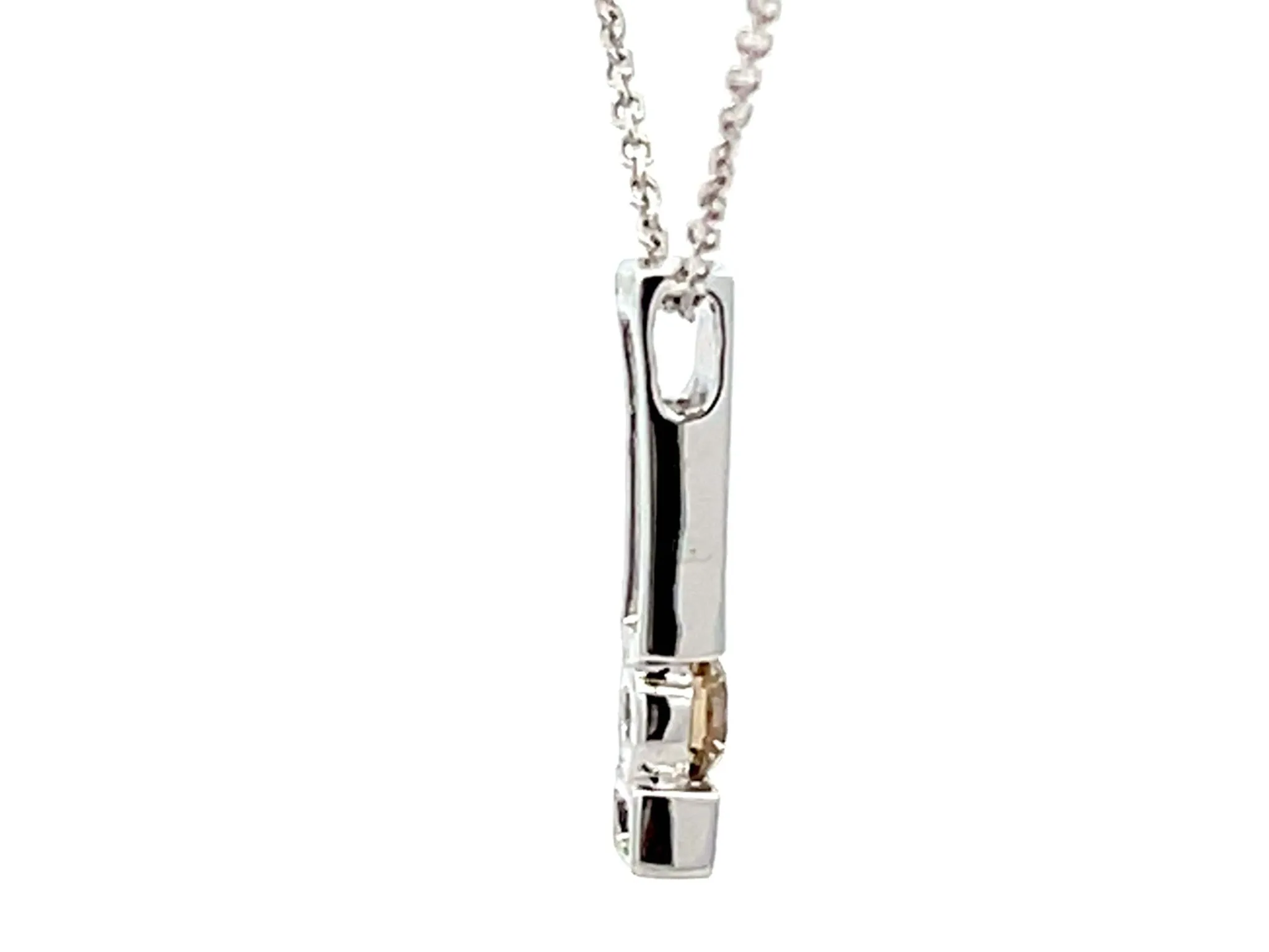 Champagne Diamond Rectangle Necklace 18k White Gold