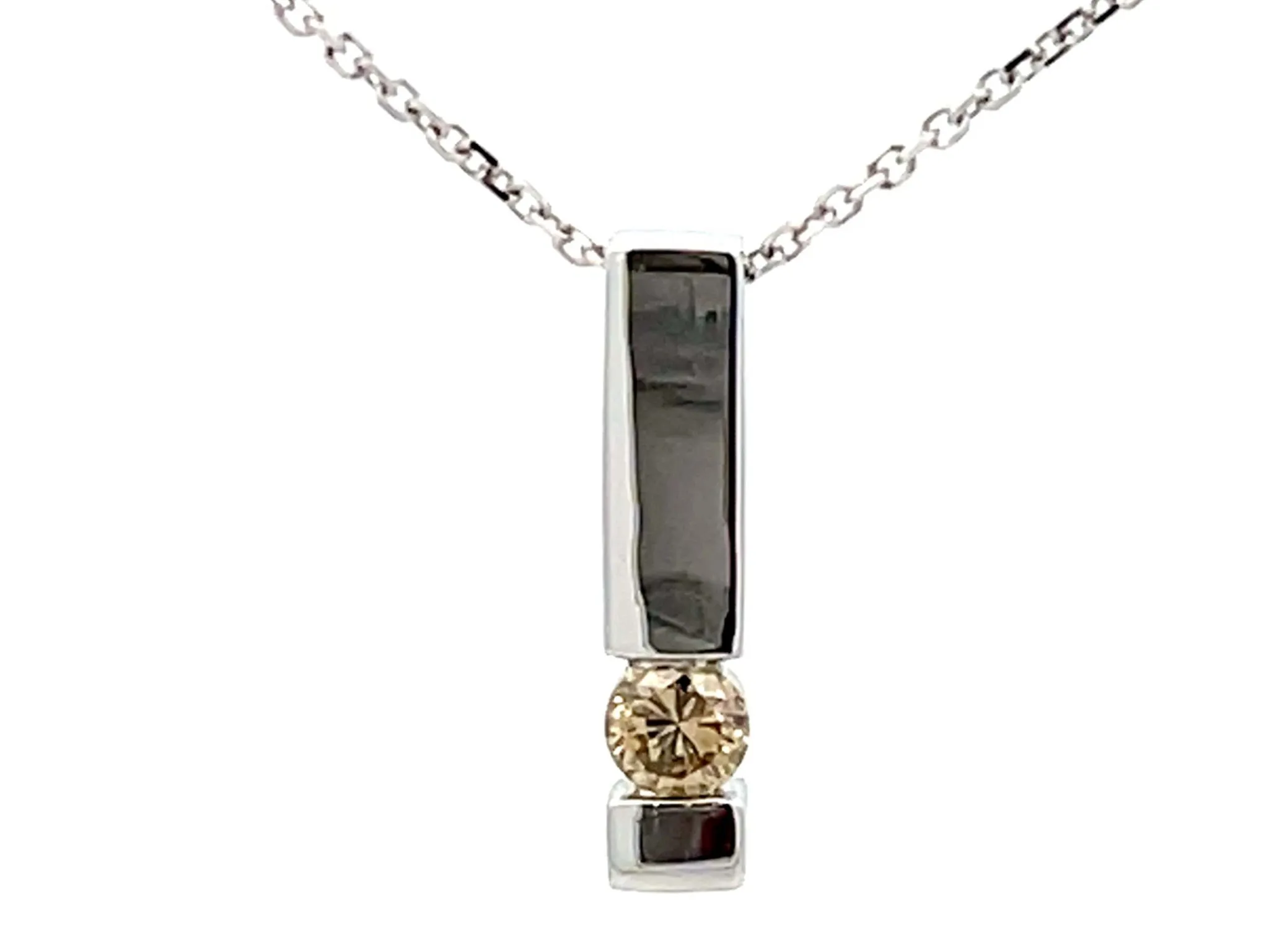 Champagne Diamond Rectangle Necklace 18k White Gold