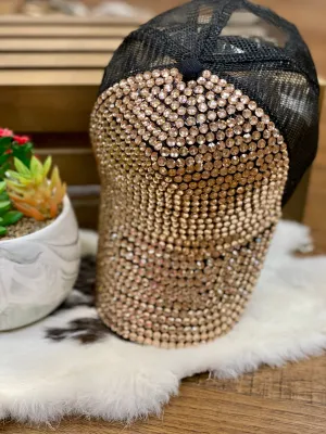 Champagne Rhinestone Bling Cap