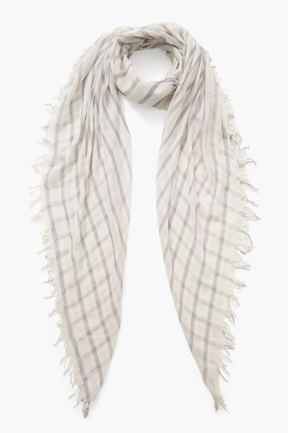 Chan Luu Check Cashmere & Silk Scarf- blue granite