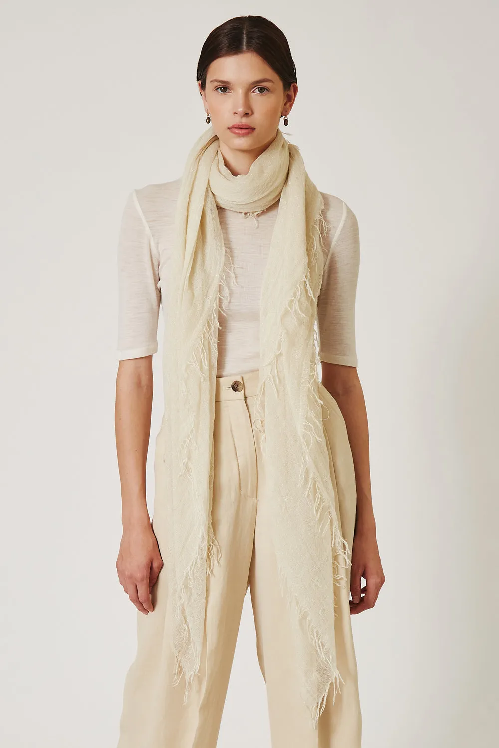 Chan Luu- Silk & Cashmere Scarf- seed pearl