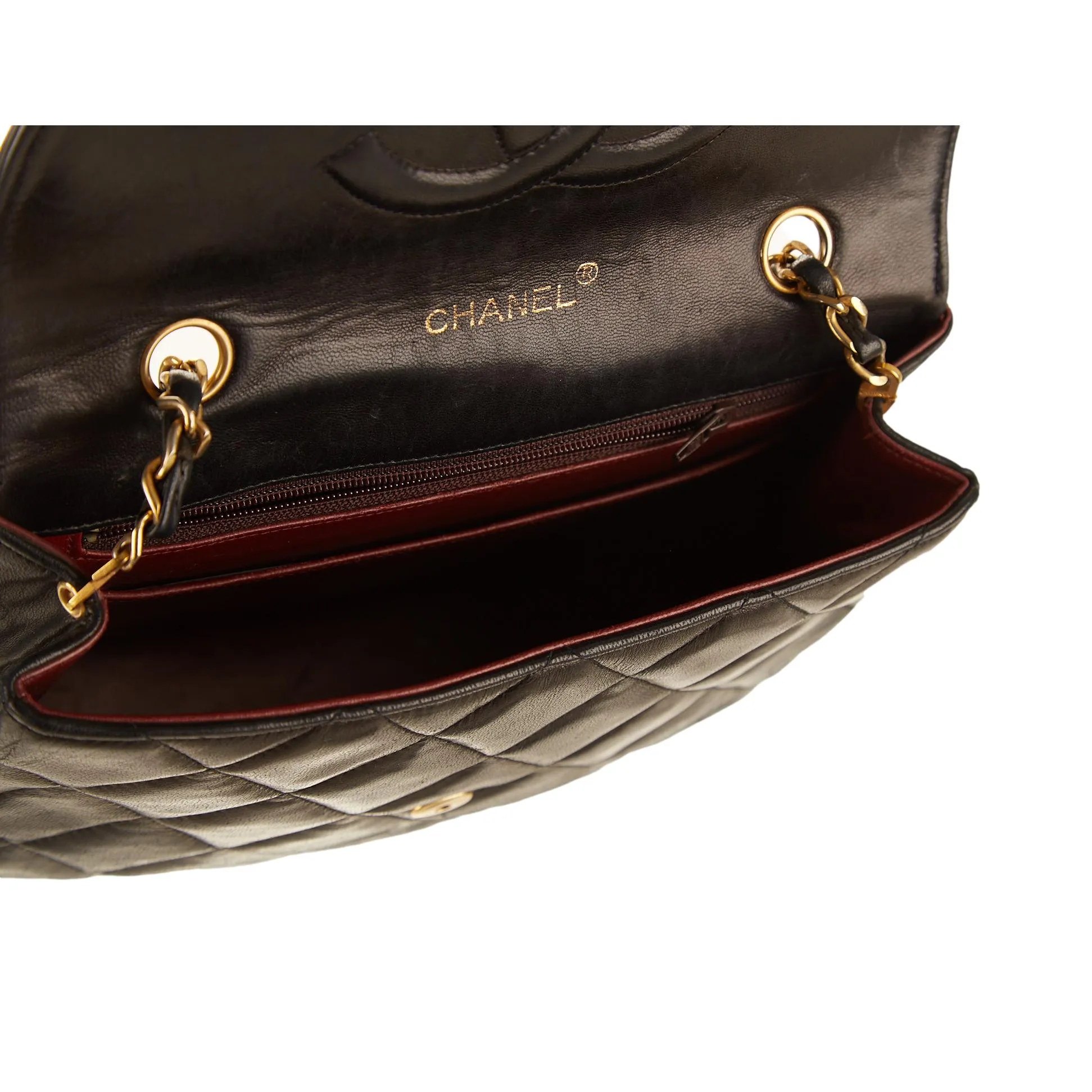 Chanel Black Quilted Logo Chain Shoulder Bag