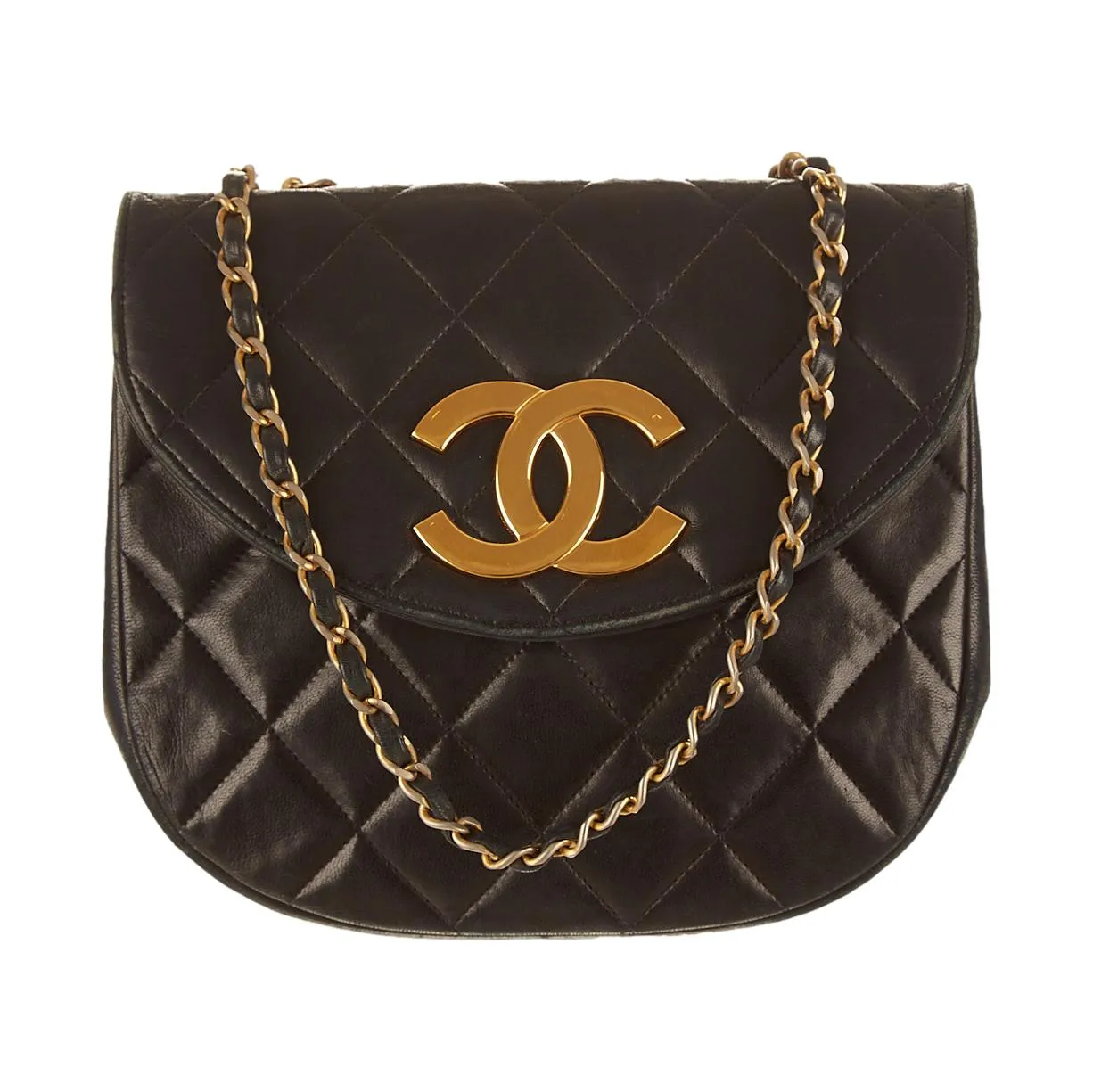 Chanel Black Quilted Logo Chain Shoulder Bag