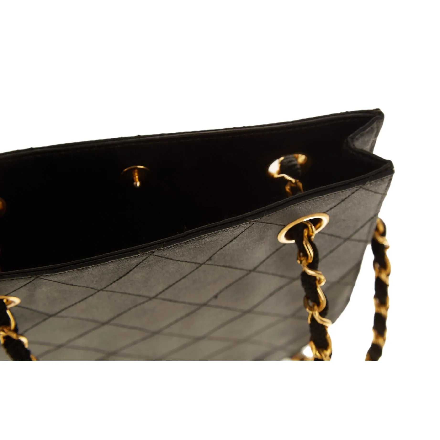 Chanel Black Quilted Satin Shoulder Bag