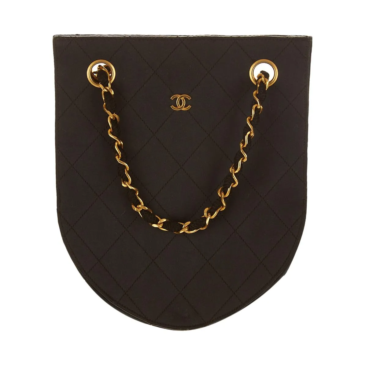 Chanel Black Quilted Satin Shoulder Bag
