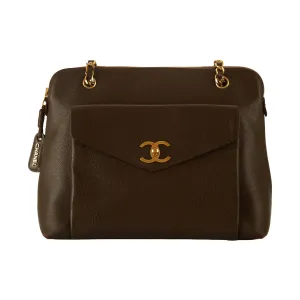 Chanel Brown Chain Caviar Shoulder Bag