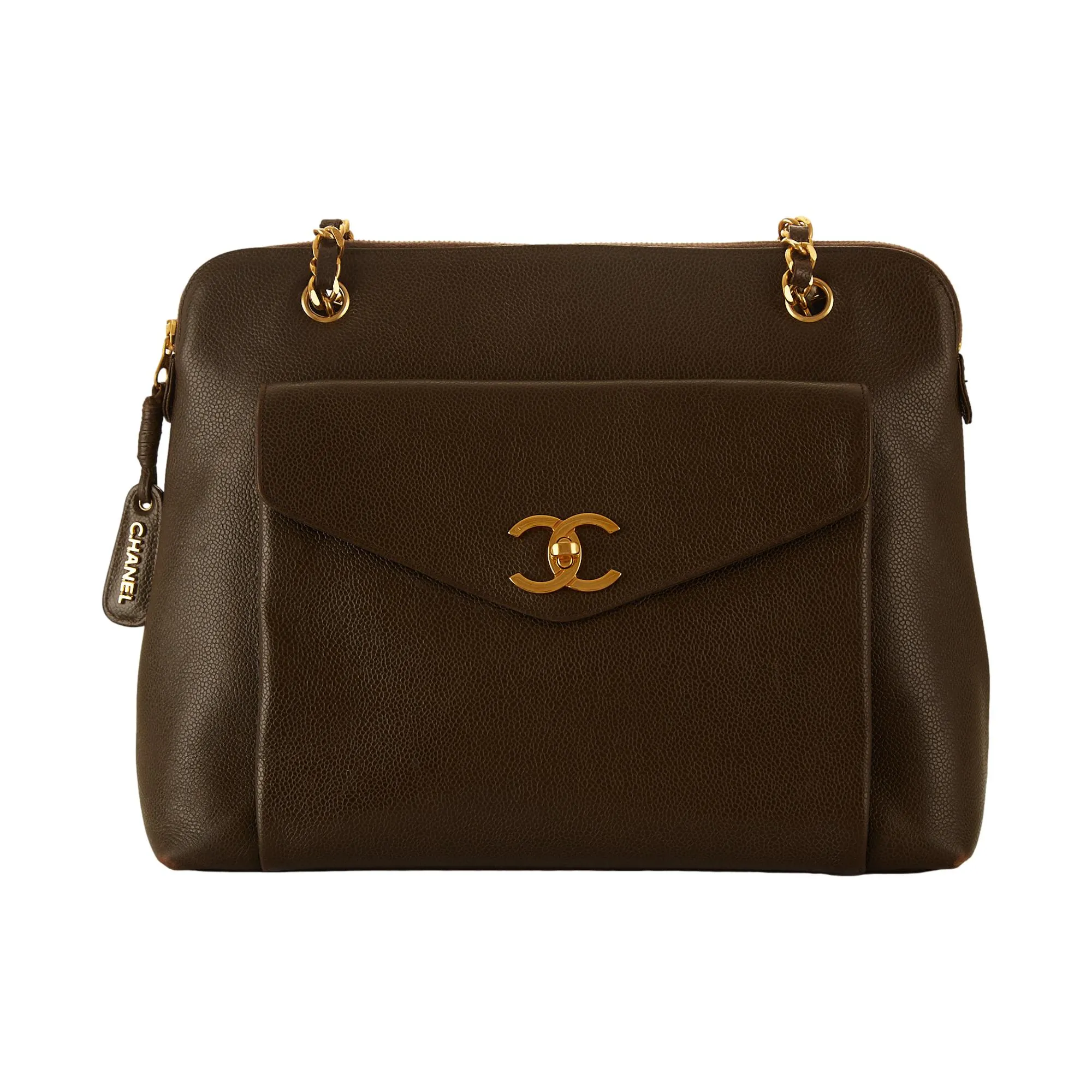 Chanel Brown Chain Caviar Shoulder Bag