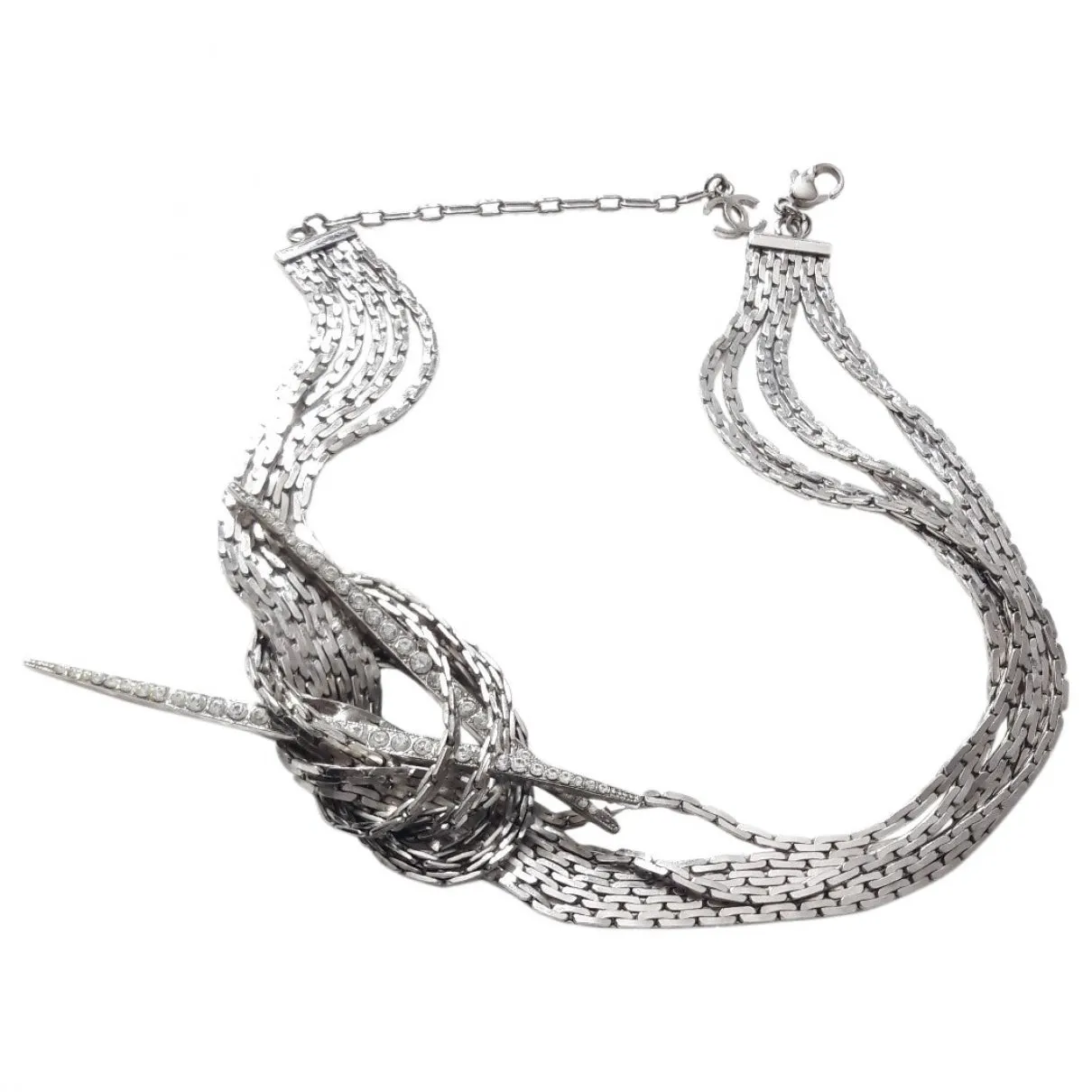 Chanel silver metal necklaces