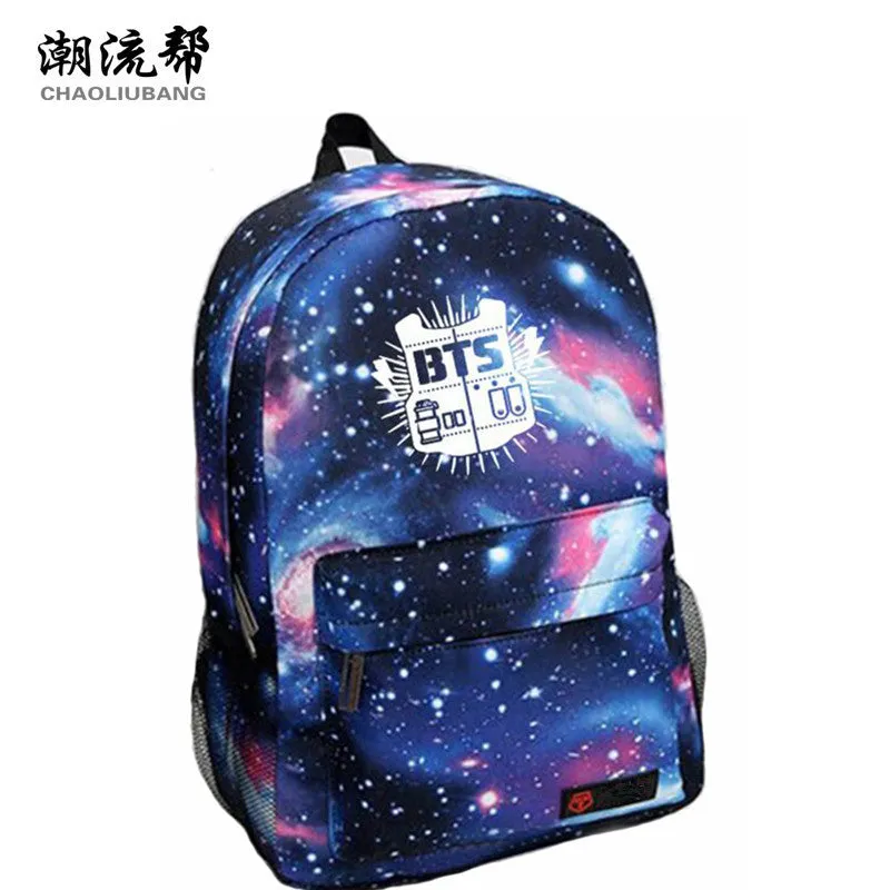 CHAOLIUBANG Korean Women Backpack BTS Printing School Bag for Teenage Girls Boys Waterproof Travel Bag Nylon Mochila Galaxia