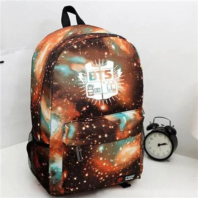 CHAOLIUBANG Korean Women Backpack BTS Printing School Bag for Teenage Girls Boys Waterproof Travel Bag Nylon Mochila Galaxia