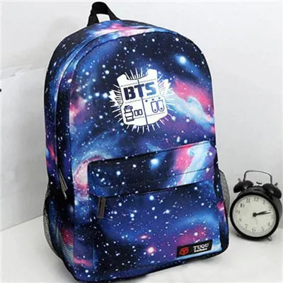 CHAOLIUBANG Korean Women Backpack BTS Printing School Bag for Teenage Girls Boys Waterproof Travel Bag Nylon Mochila Galaxia