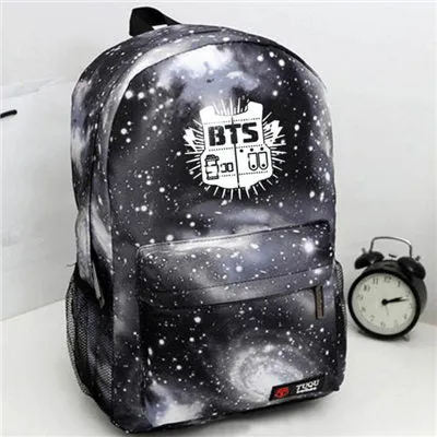 CHAOLIUBANG Korean Women Backpack BTS Printing School Bag for Teenage Girls Boys Waterproof Travel Bag Nylon Mochila Galaxia