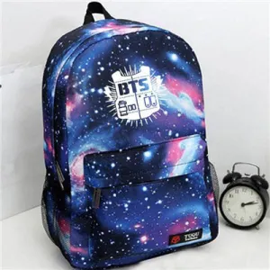 CHAOLIUBANG Korean Women Backpack BTS Printing School Bag for Teenage Girls Boys Waterproof Travel Bag Nylon Mochila Galaxia