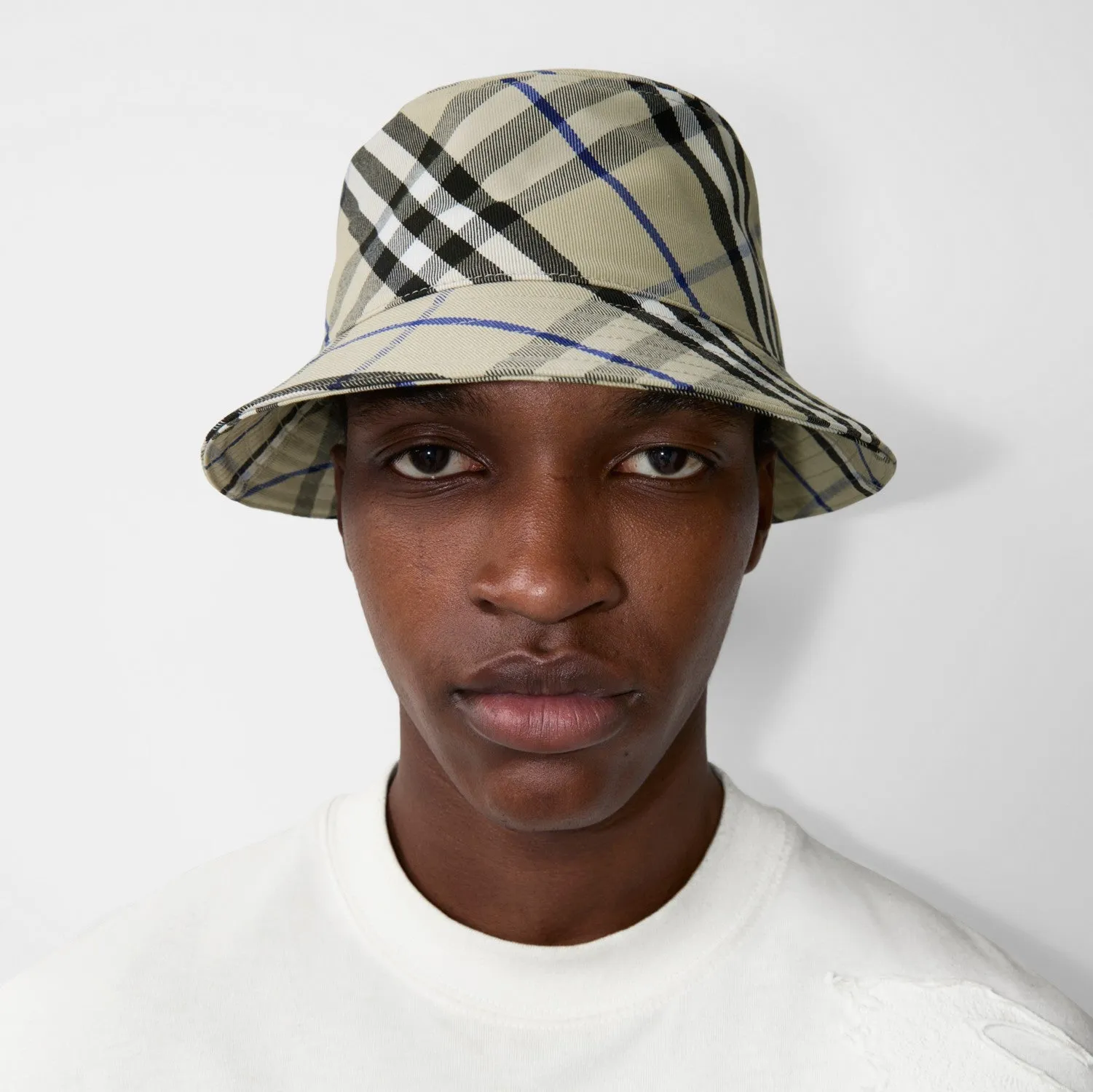 Check Cotton Blend Bucket Hat