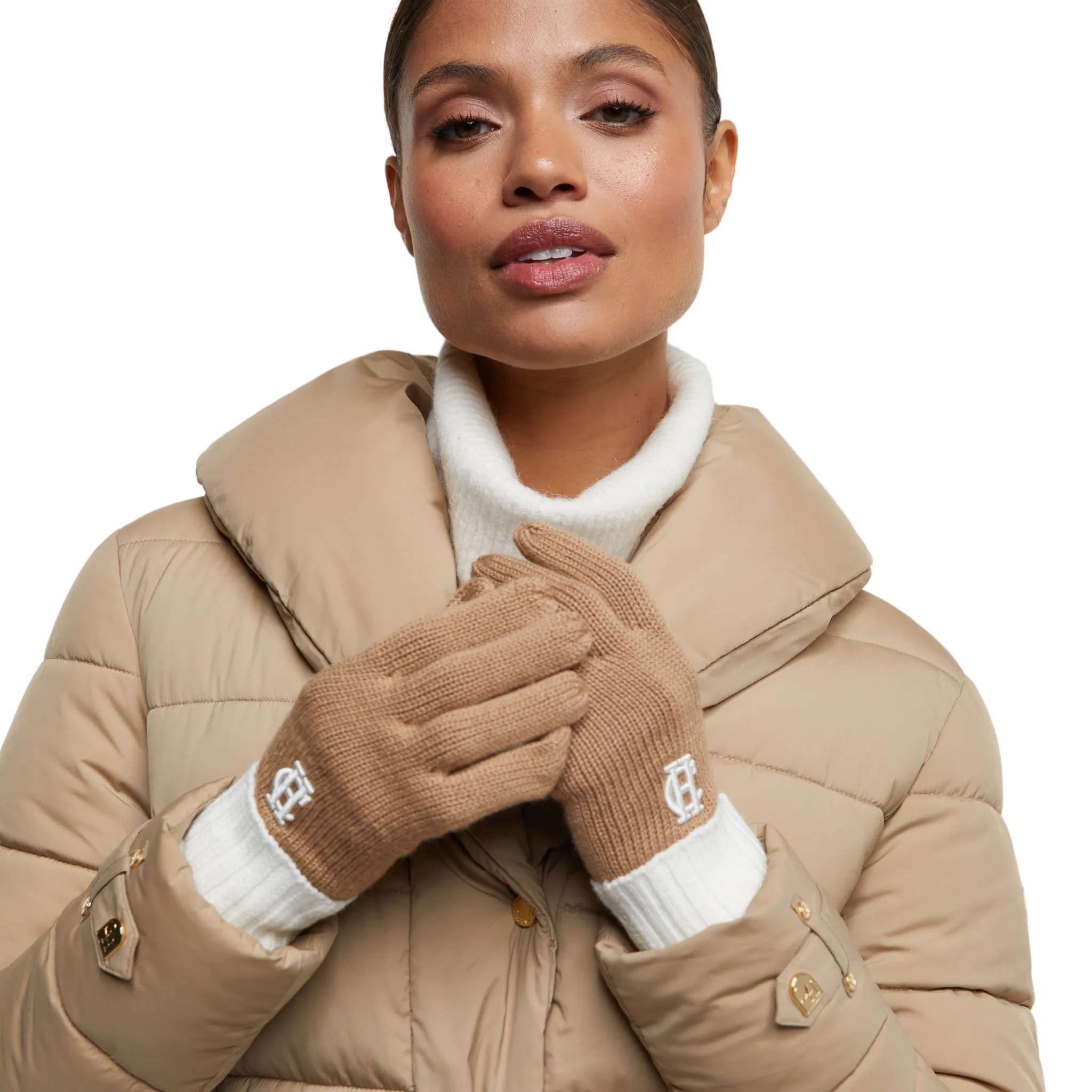 Chelsea Logo Knitted Gloves Camel Cream