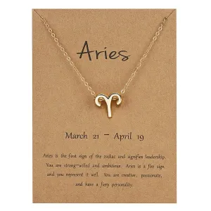 Children's Necklaces:  Steel with Gold IP Birthday Gift Zodiac Necklaces - Aries