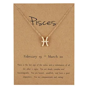 Children's Necklaces:  Steel with Gold IP Birthday Gift Zodiac Necklaces - Pisces