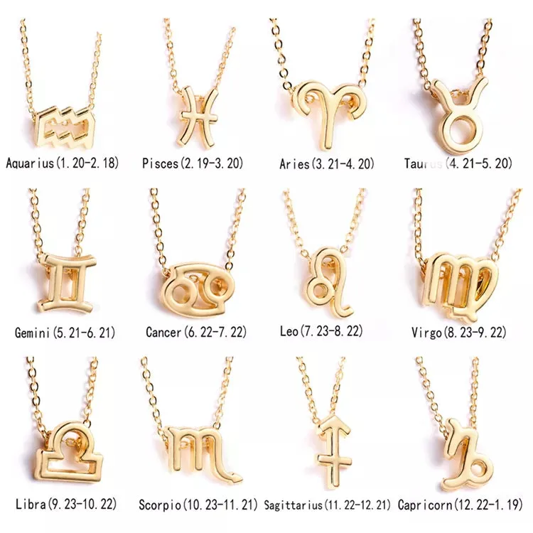 Children's Necklaces:  Steel with Gold IP Birthday Gift Zodiac Necklaces - Pisces