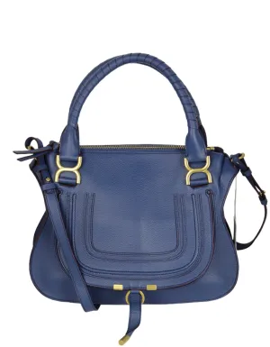 Chloe Deep Denim Blue Leather Medium Marcie Satchel Bag