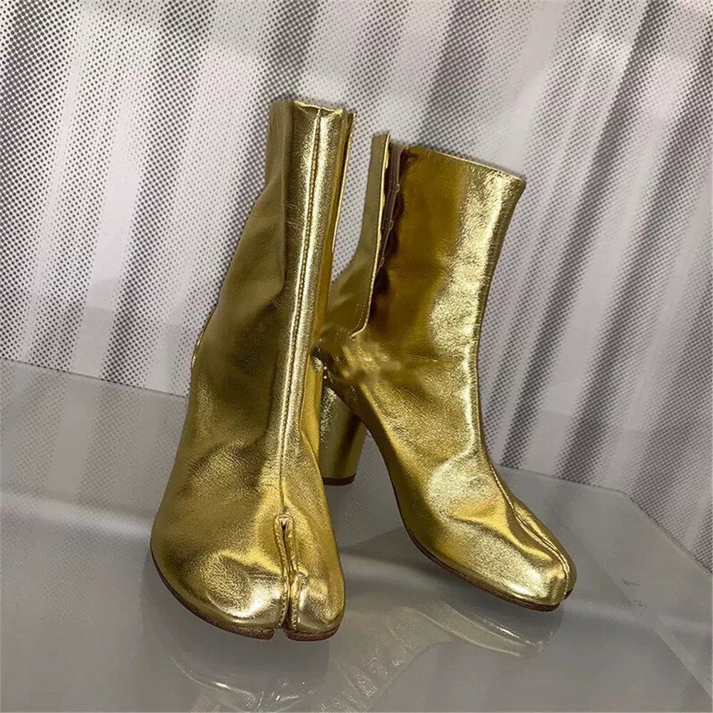 Chunky Round High Heels Boots